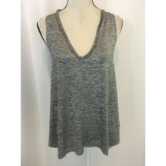 Zara Womens Solid Gray Grey V Neck Tank Top Stretch Small - Picture 1 of 6